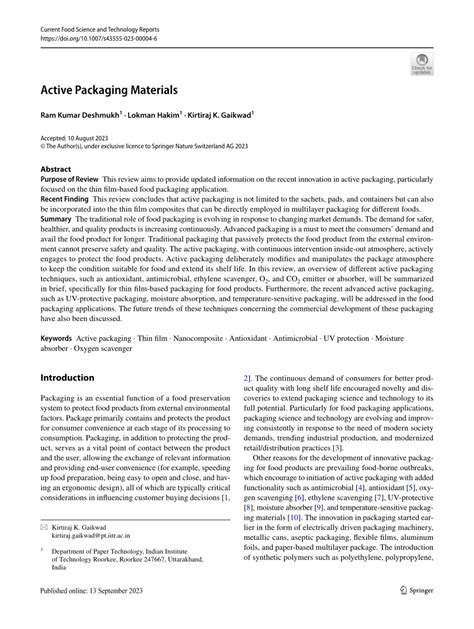 (PDF) Active Packaging Materials