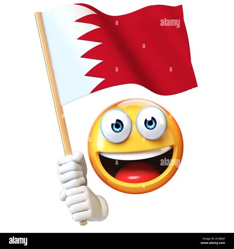 Emoji holding Bahrain flag, emoticon waving national flag of Bahrain 3d ...