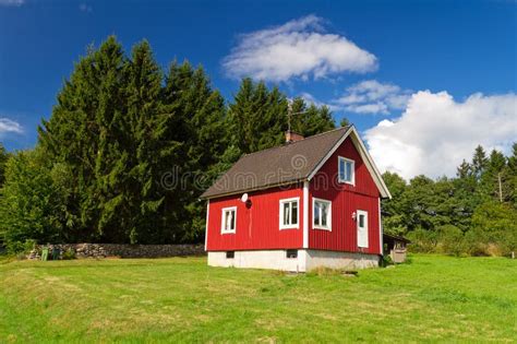 Traditional Red Swedish House at the Forest Stock Photo - Image of ...