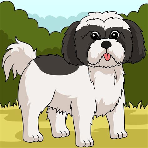 Shih Tzu Dog Colored Cartoon Illustration 8209216 Vector Art at Vecteezy