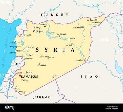 Syria Political Map - Political map of Syria with capital Damascus ...