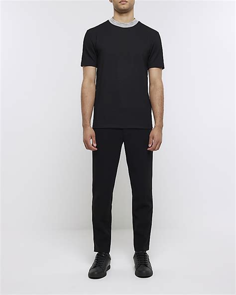 Black slim fit t-shirt | River Island