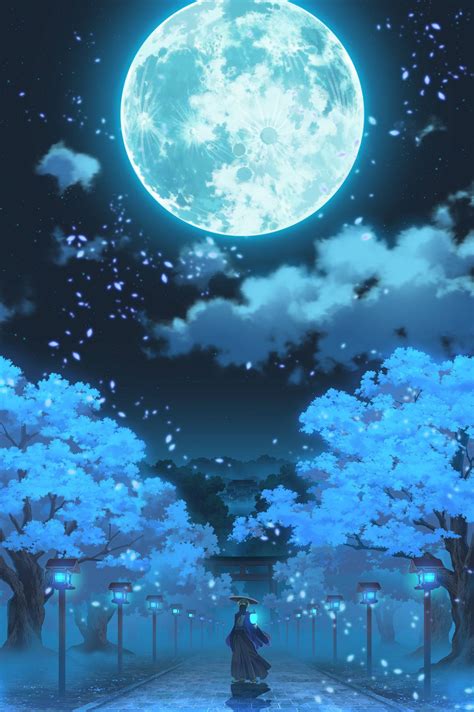 Download Galaxy Moon Anime Art Wallpaper | Wallpapers.com