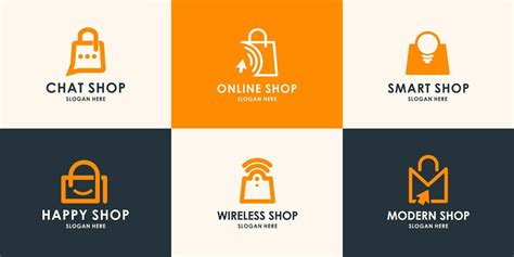 set of shopping bag logo design. Shopping bag icon for online shop ...