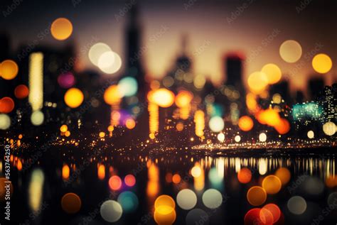 Blurry city lights background - Generative AI Stock Illustration ...