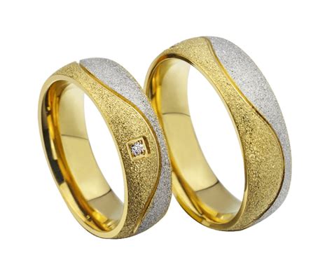 Swirl Frosted Yellow Gold Plated Titanium Wedding Ring (Men) - Zoey ...