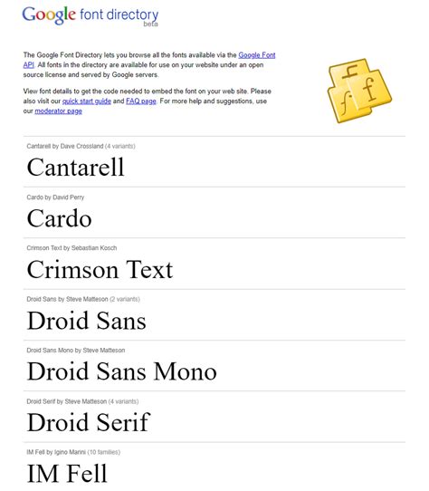 Google Web Fonts - Web Design Museum