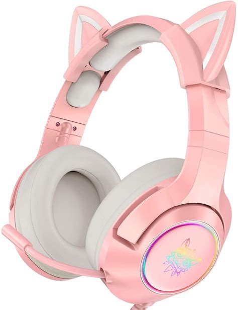 Buy ONIKUMA Wired Pink Gaming Headset with Removable Cat Ears for PS5 ...