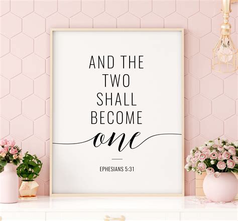 And the Two Shall Become One Printable Art Wedding Bible - Etsy Australia