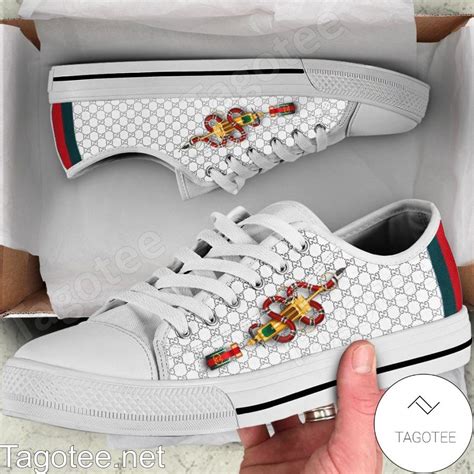 Gucci Snake Vaccine White Monogram Low Top Shoes - Tagotee