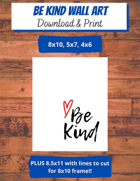 Be Kind Print Wall Art Instant Download Inspirational Quote Playroom ...