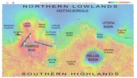 Map of Mars with major regions labeled | The Planetary Society