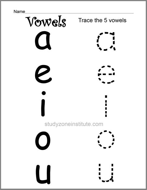 A E I O U Vowels Tracing Worksheets - Printable Computer Tools