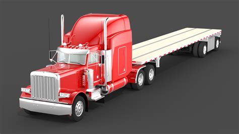 Flatbed Semi-trailer Truck 3D Model $99 - .max .fbx .blend .obj - Free3D