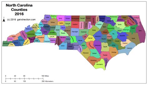 Map of North Carolina Counties