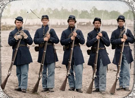 This is a colorized and enhanced image of five Union soldiers of the ...