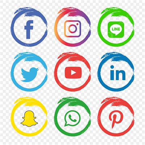 Set Social Media Vector PNG Images, Social Media Icons Set Logo Vector ...