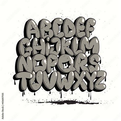 Vecteur Stock Graffiti Bubble Alphabet. Bubble letters. Graffiti font ...