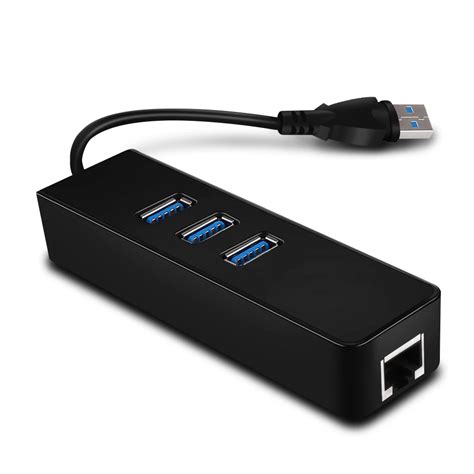 3 Port USB 3.0 HUB Gigabit Ethernet RJ45 Adapter Hub Wired Network Lan ...