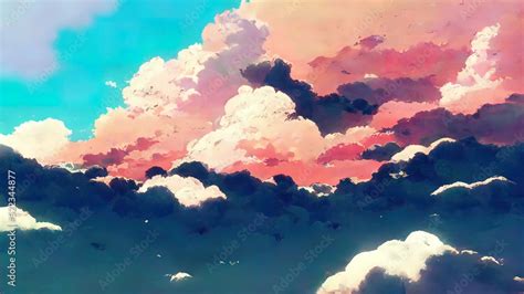 Anime, manga cloud painting. 4K sky wallpaper, moody, colorful ...