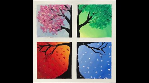 4 Seasons Tree, Acrylic Painting, Therapy, Easy & Quick, Step by Step ...