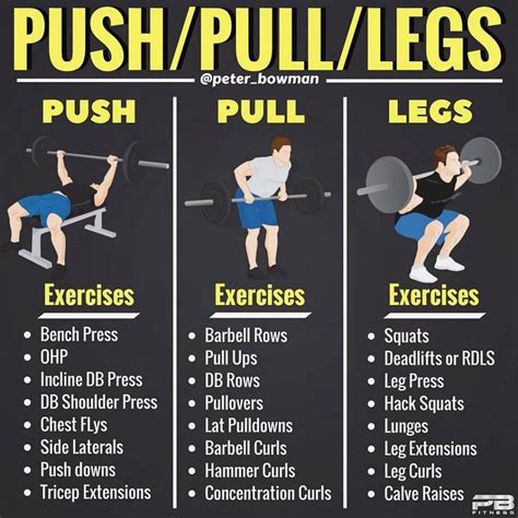 Push/Pull/Legs Split: 3-6 Day Weight Training Workout Schedule and Plan ...