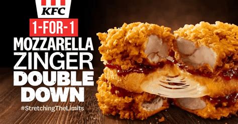 KFC Offer: 1-For-1 Mozzarella Zinger Double Down Burger