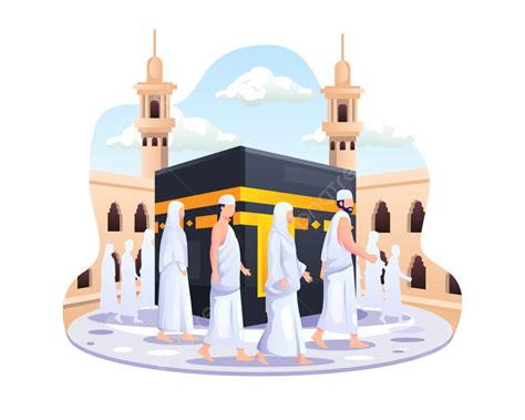 Kaaba Islamic Clipart Transparent Background, Islamic Hajj Pilgrimage ...