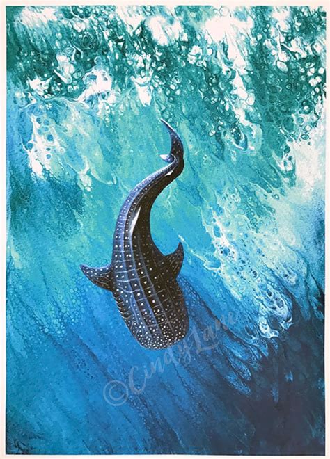 Diving Whale Shark Painting Instant Download Whale Shark - Etsy