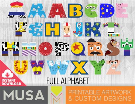 Toy Story Alphabet Bundle Font Png, Mixed Alphabet Png ...