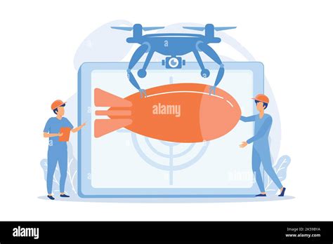 Soldiers and military drone armed with missile to attack enemy ...