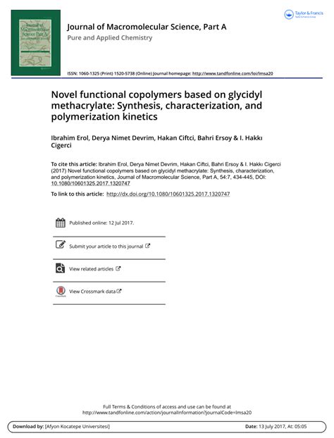 (PDF) Novel functional copolymers based on glycidyl methacrylate ...