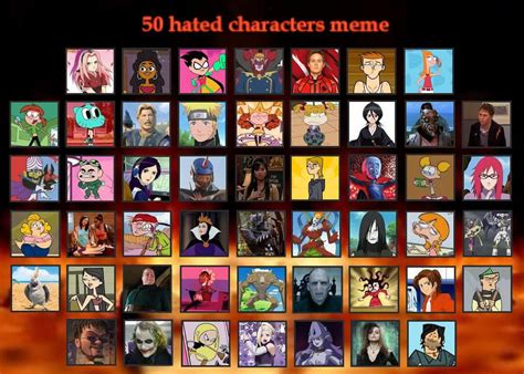 50 Hated Characters Meme by Araceli193 on DeviantArt