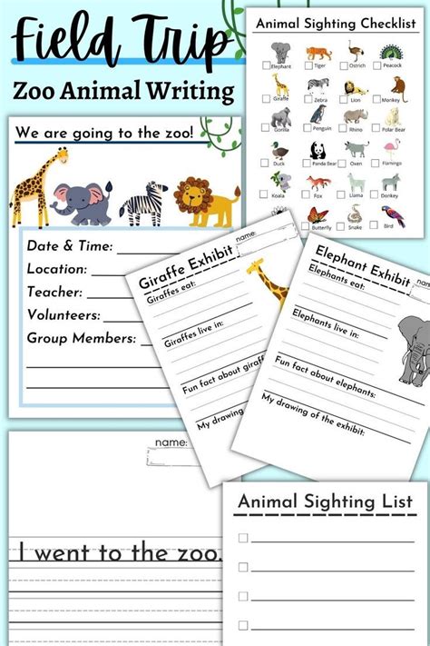 Field Trip To The Zoo Packet with Animal Checklist, Writing Prompts and ...