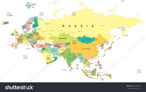 Mapa Eurasia - ilustración vectorial muy: vector de stock (libre de ...