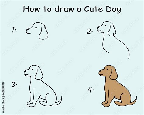 Step by step to draw a Dog. Drawing tutorial a Dog. Drawing lesson for ...