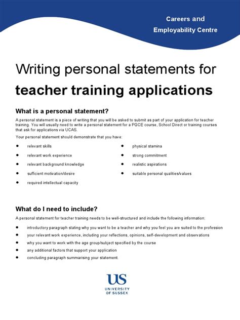 Personal Statement For Teacher Training | PDF