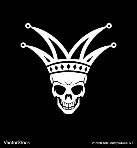 Skull head with jester hat tattoo logo design Vector Image