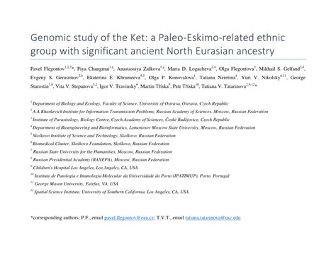 (PDF) Genomic study of the Ket: A Paleo-Eskimo-related ethnic group ...