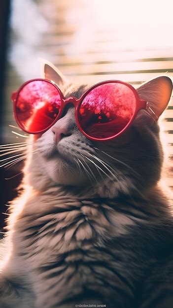 Premium AI Image | Cute cat with glasses lovely cute kitty poster