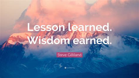 Steve Gilliland Quote: “Lesson learned. Wisdom earned.”