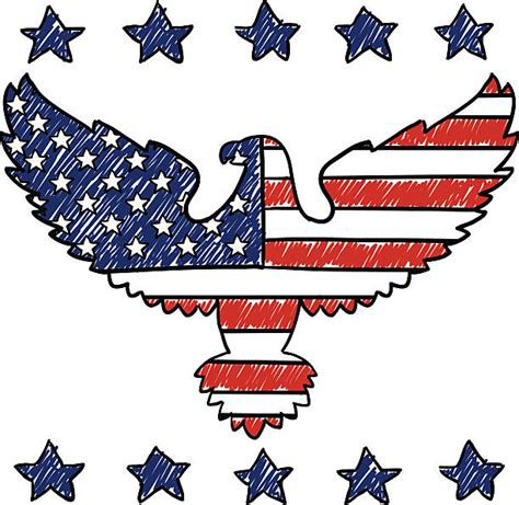 Best Drawing Of Bald Eagle American Flag Illustrations, Royalty-Free ...