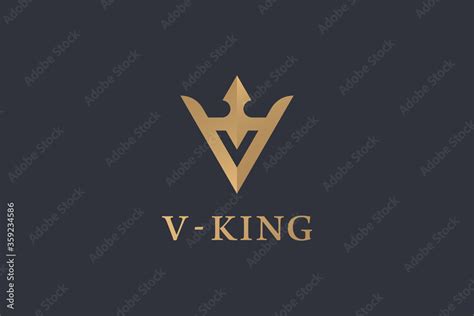 Initial Letter V Logo. Gold Geometric Shape V Letter with Crown Icon ...