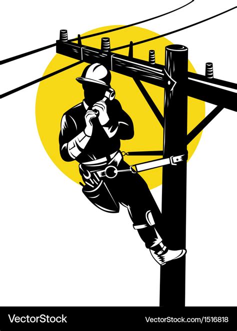 Power Lineman on Phone Royalty Free Vector Image