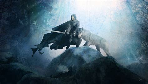 Download Ghost Dire Wolf And Jon Snow Game Of Thrones Wallpaper ...