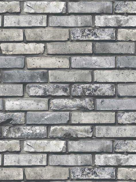 Painted Grey Brick Wallpaper FD23288 by Brewster Wallpaper