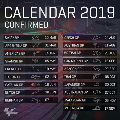 Calendar 2019 🤩 : r/motogp