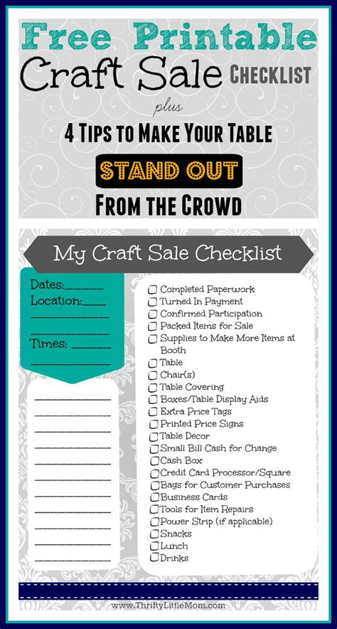 Free Printable Craft Show Checklist » Thrifty Little Mom