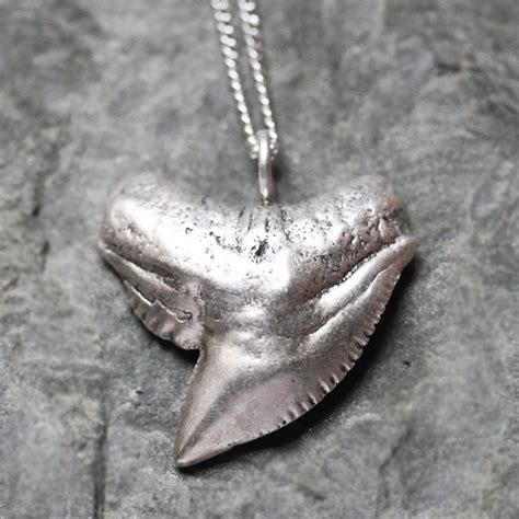 Tiger Shark Tooth Necklace Silver, Shark Tooth Necklace Oxidized, Shark ...