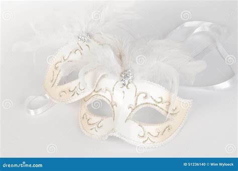 Venetian Carnival Mask in White and Gold Stock Photo - Image of ...